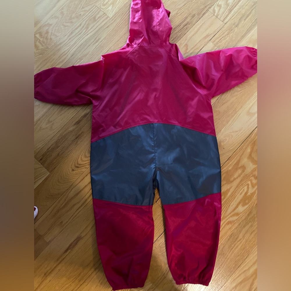 Children's Waterproof Hooded Rain One-Piece - Raspberry - Picture 3 of 3